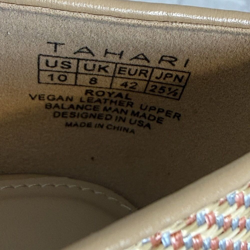 Tahari Woven Loafers Gold Horsebit Slip On Flats Beige Multi Women's Size 10 - Picture 11 of 13